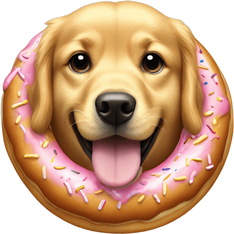 golden retriever dog being turned into a donut  emoji