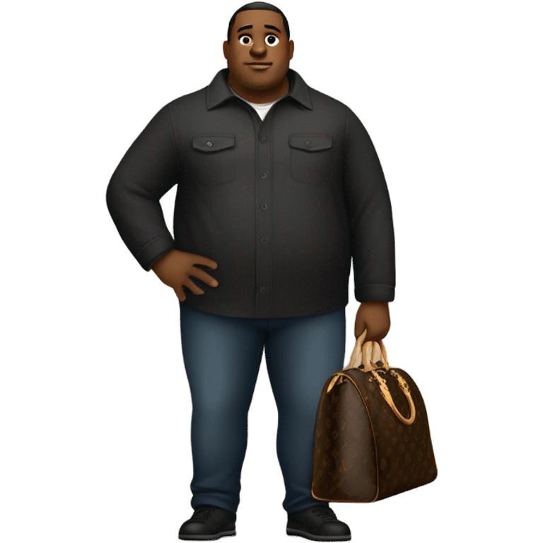 Fat black man holding Louis Vuitton bag  emoji