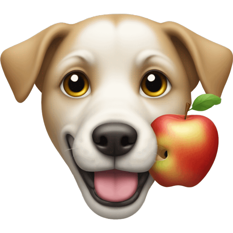 A dog with an apple in its mouth emoji