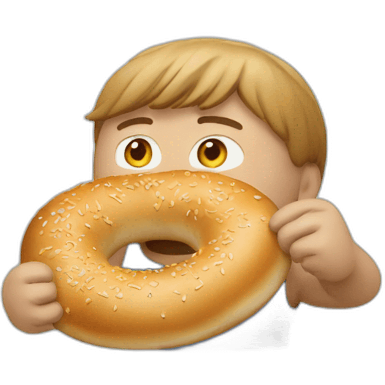 Man aggressively eating bagel emoji