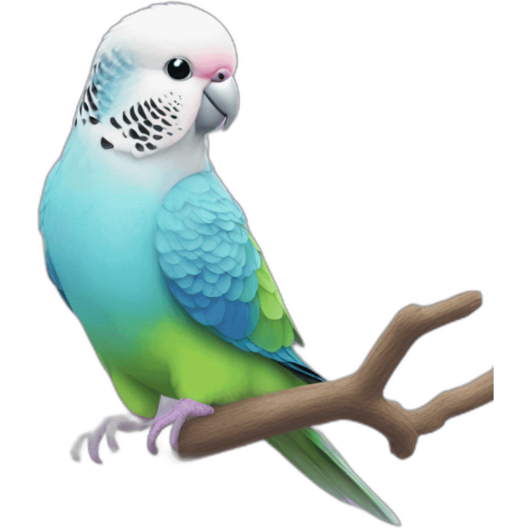 white feather pink feet purple nose budgie emoji