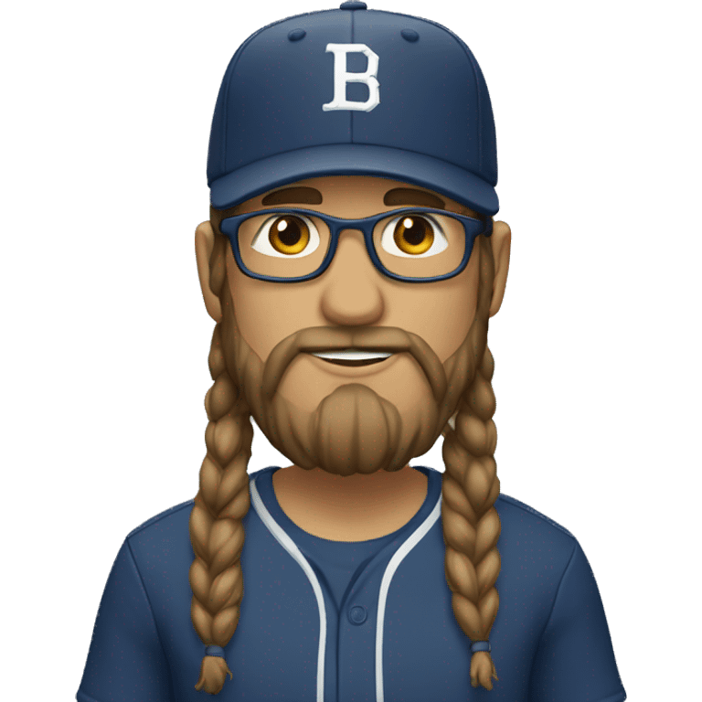 man with baseball cap, long hair, glasses and beard emoji