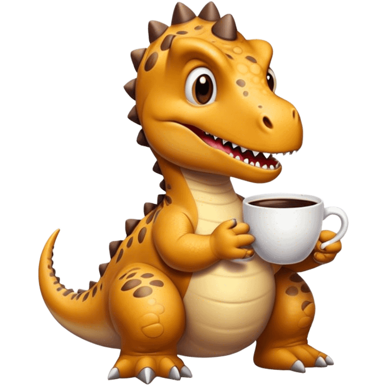 Dinosaur with a cup of coffee emoji