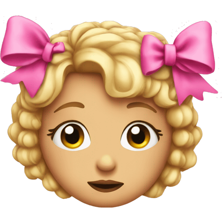 Emotional emoji with pink bow and lashes  emoji