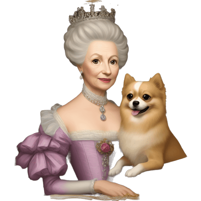 queen charlotte with pomeranian dog emoji