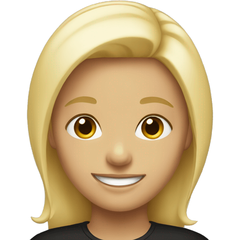 blonde girl smiling in black emoji