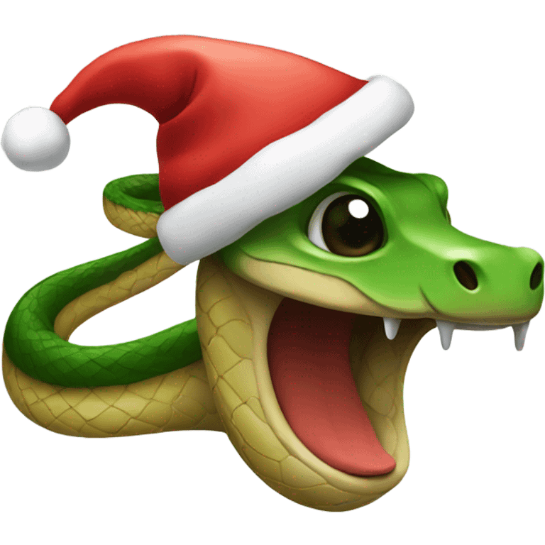 Snake with a Santa hat emoji