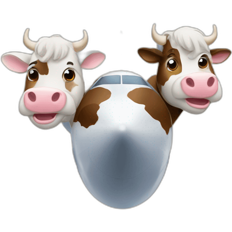 Deux vaches sur un avion emoji