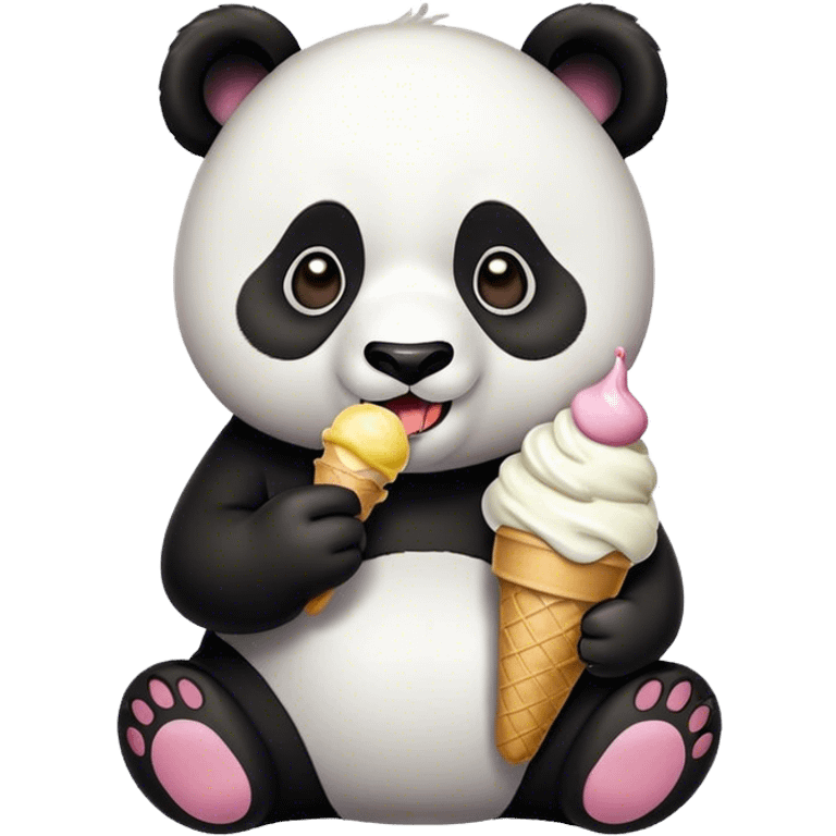 Panda eating ice cream emoji