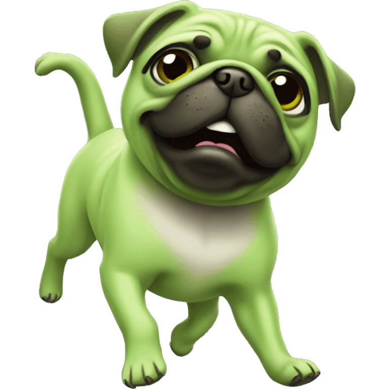 Dancing Green Pug  emoji