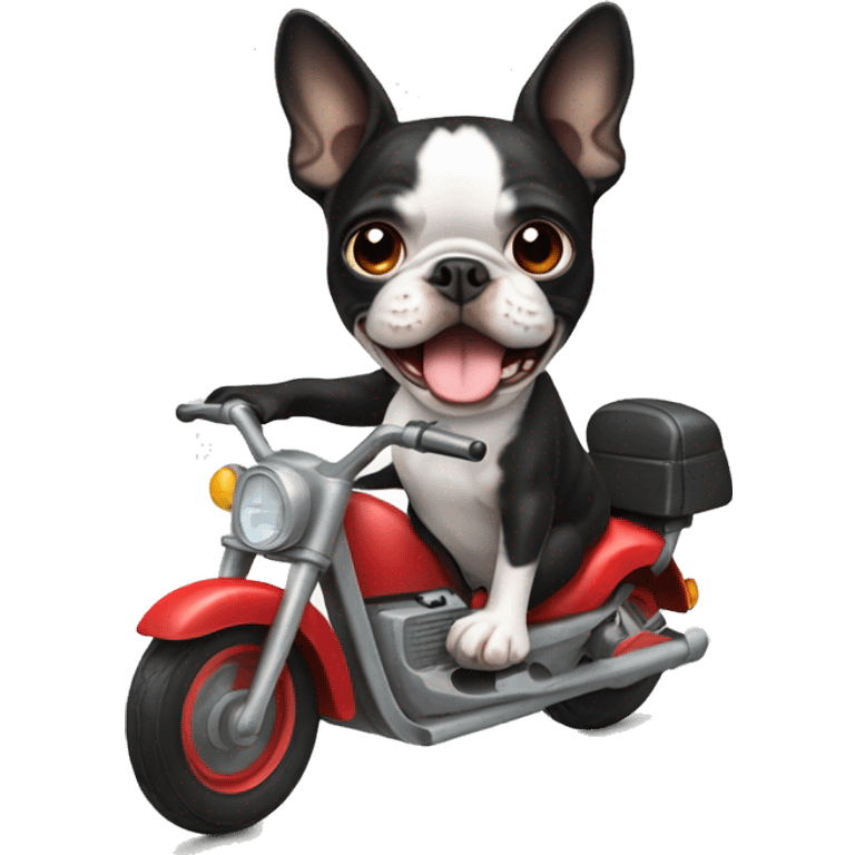 boston terrier riding a moter cycle emoji