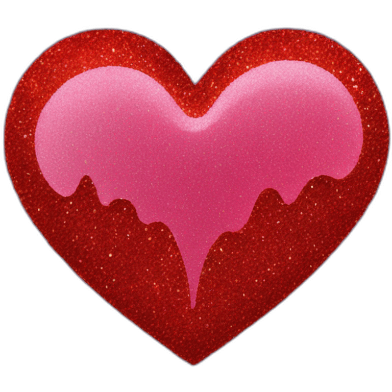 Red glitter melting heart outline emoji