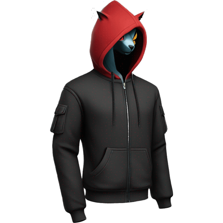 Dark Anthro Cool Litten-Zangoose-Pokémon Punk Techwear Hoodie Cargo Collar Full Body emoji