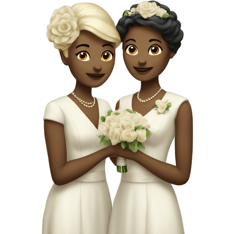 vintage lesbian wedding emoji