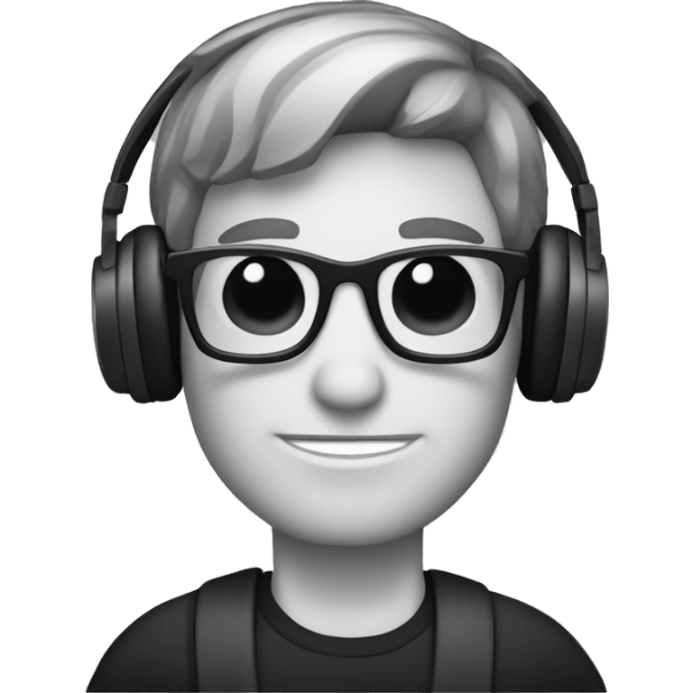 nerd white guy with short dark hair, sunglasses and headphones emoji