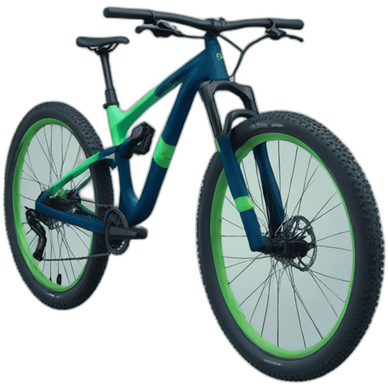 mountain bike in dark blue and aloe-green color emoji