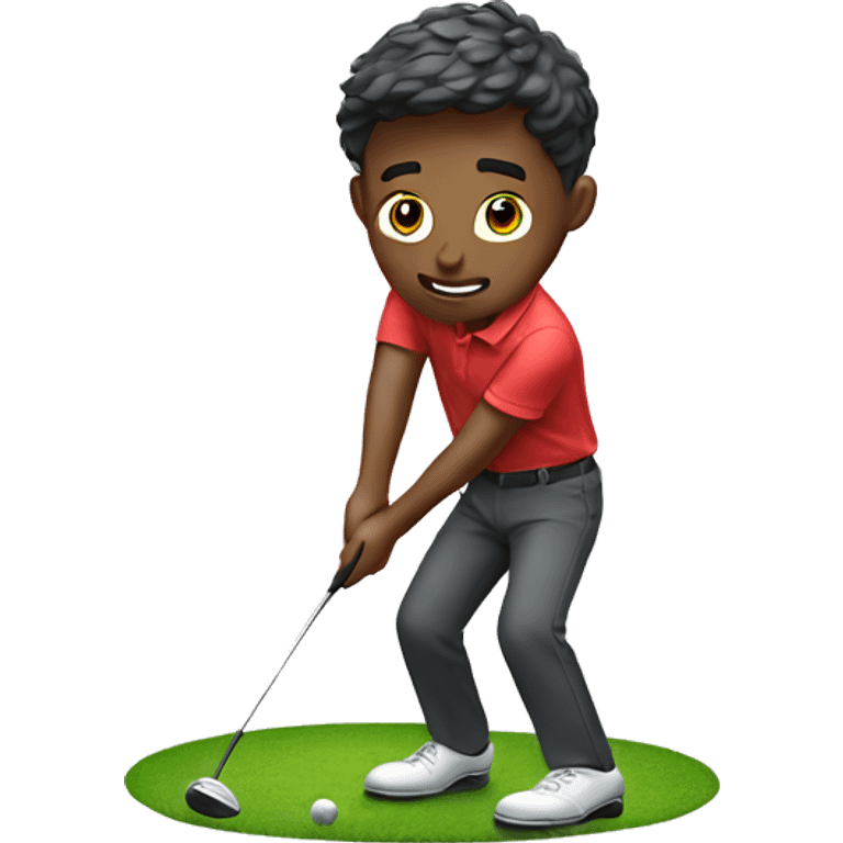 Boy playing golf but falling emoji