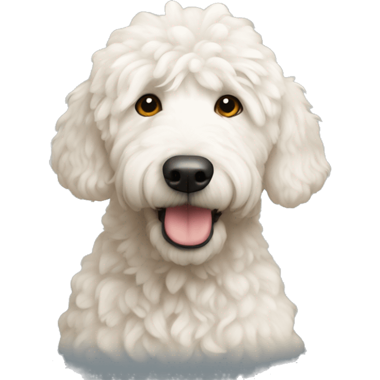 White golden doodle with apricot ears emoji