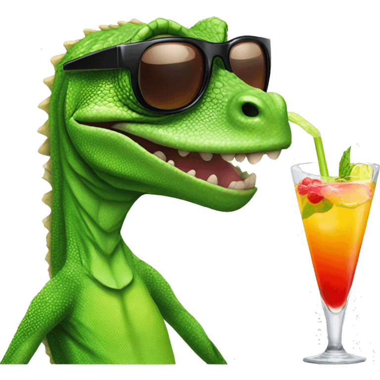 lizard wearing sunglasses holding cocktail emoji