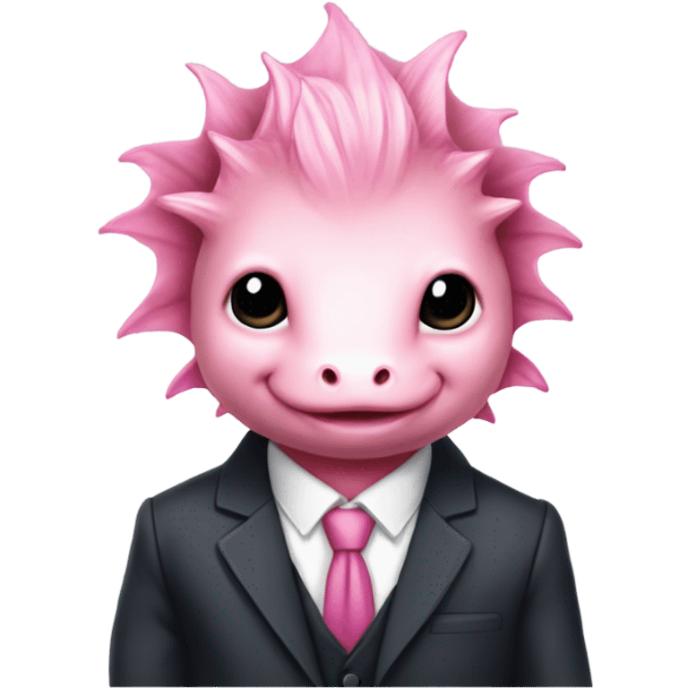 Pink Axolotl boy with pink hair wearing suit  emoji