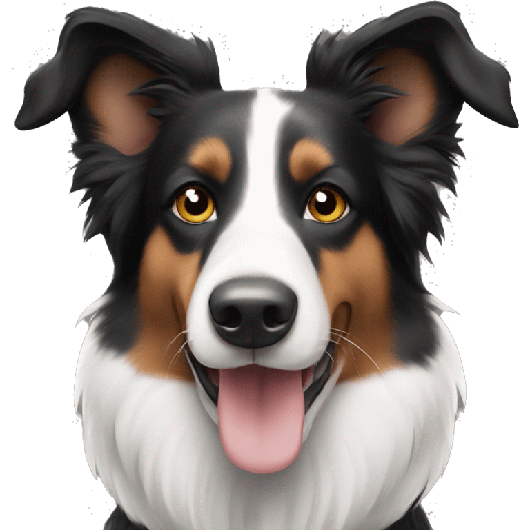 Border Collie Black white with smooth hair and ears like a german Shepherd  emoji