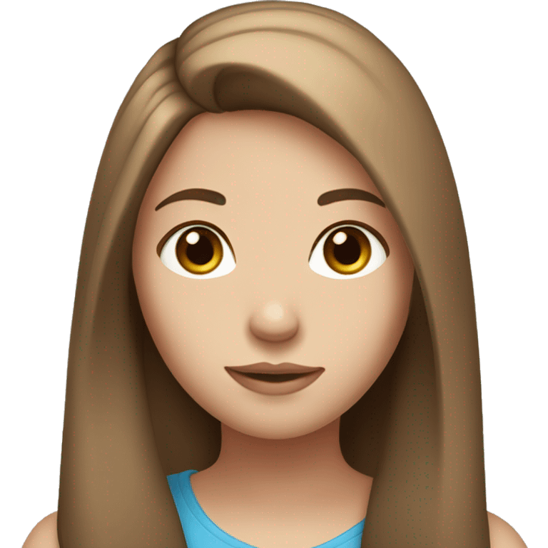 a girl with brown straight hair, fair skin and blue eyes emoji