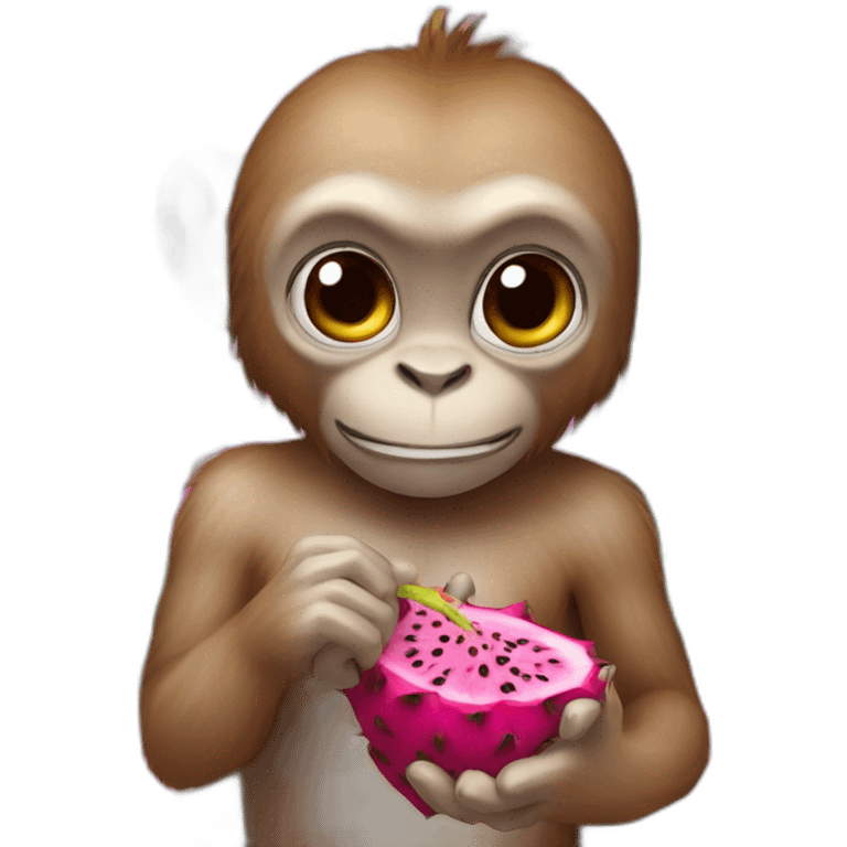 monkey eat dragon fruit emoji