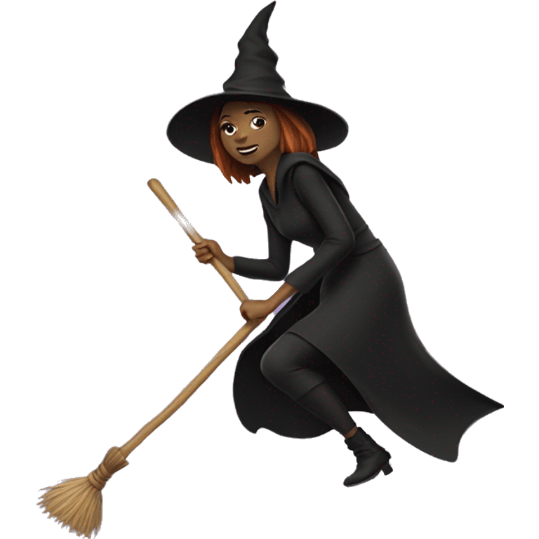 Me riding a broom with a witch hat on emoji