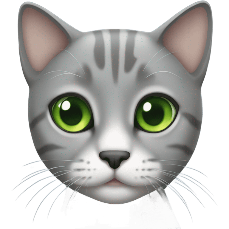 Grey shorthair cat with green eyes  emoji