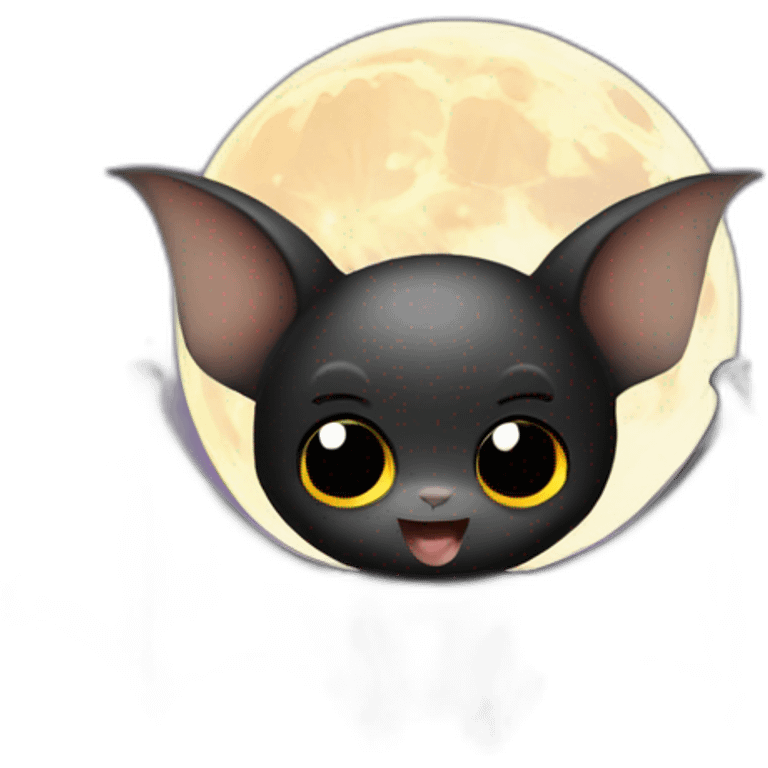 black baby bat wings in front of moon emoji