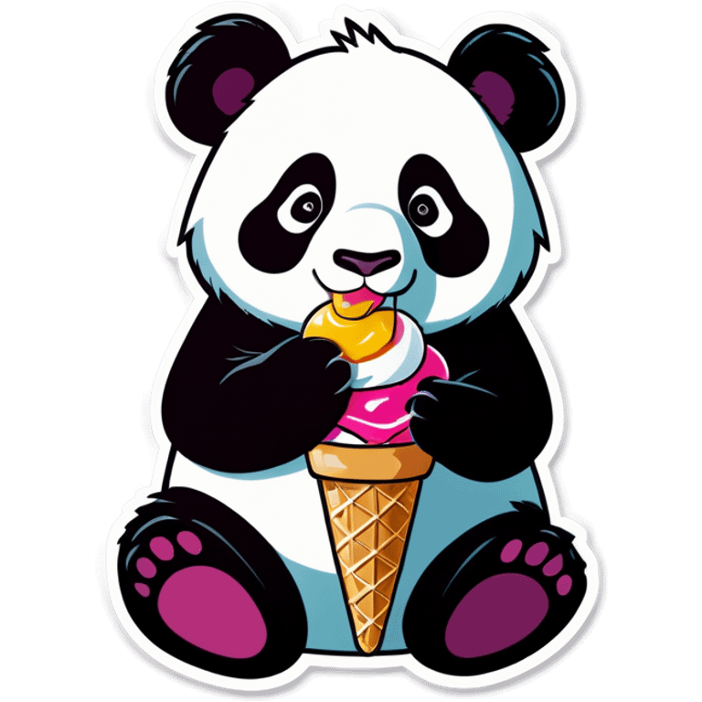 Panda eating ice cream emoji