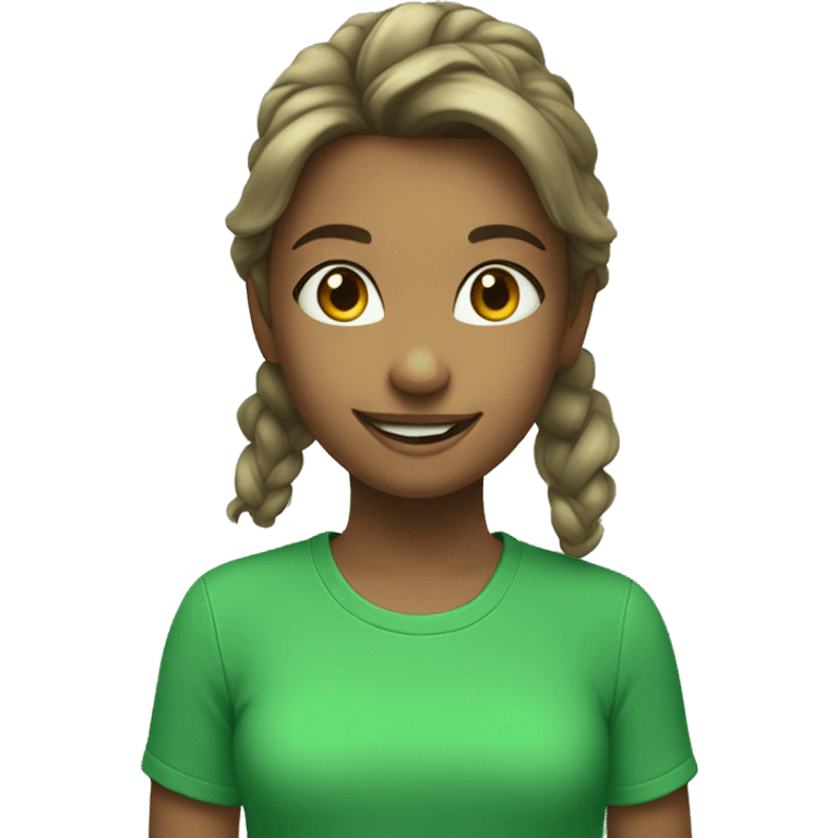 smiling girl in green shirt emoji