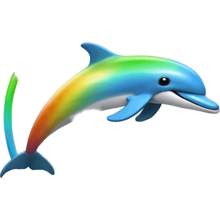 Rainbow dolphin jumping into a circle emoji