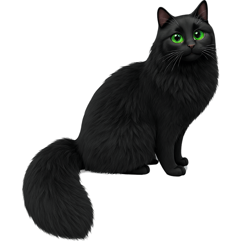 black cat with green eyes emoji