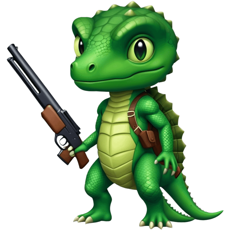 reptilian with shotgun emoji