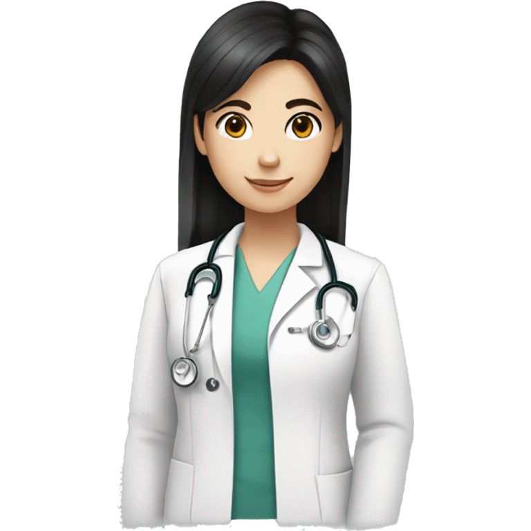 a teenager doctor student white skin, black hair emoji