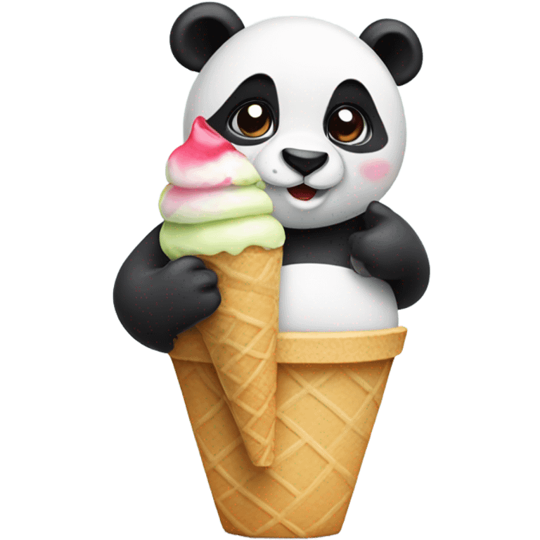 Panda eating ice cream emoji