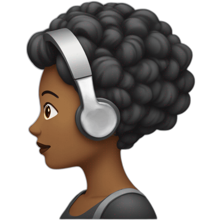 Mujer de pelo negro con su computadora  emoji