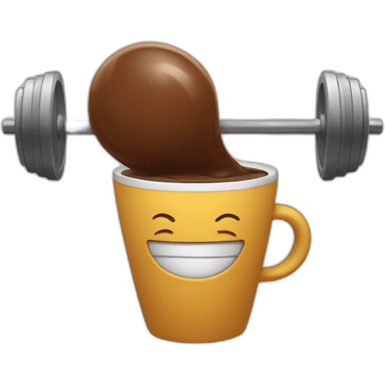 coffee cup lifting a barbell emoji