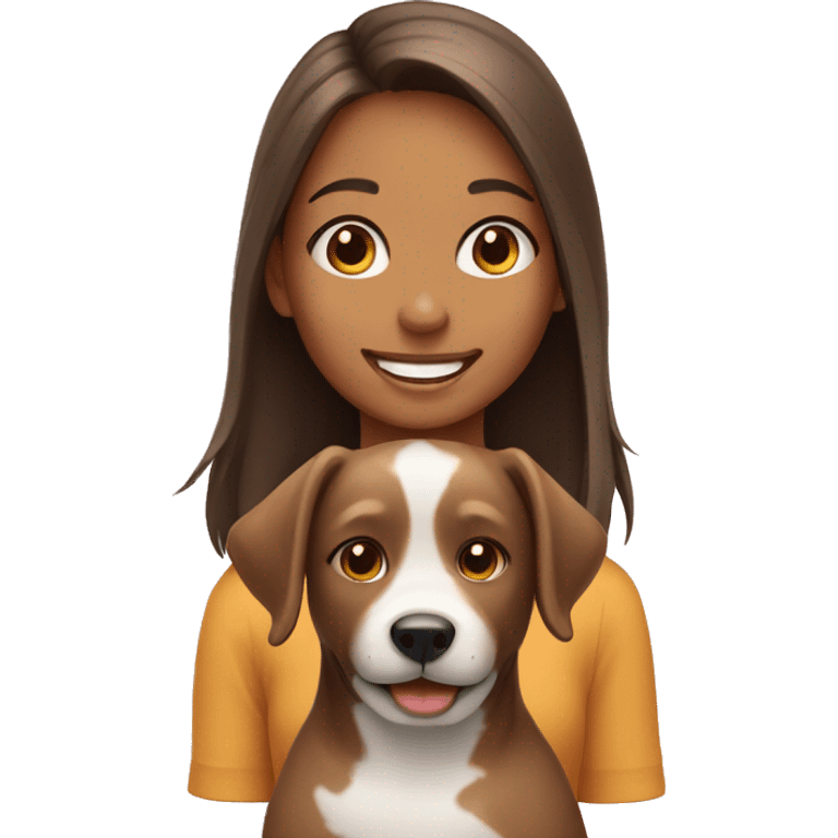 smiling girl with dog emoji