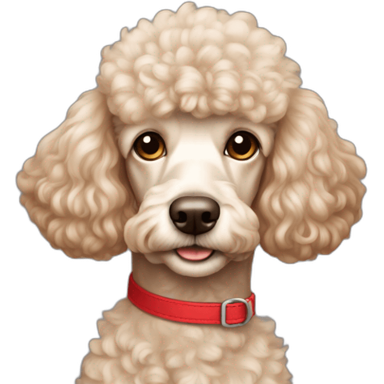 Poodle beige shaved red collar emoji