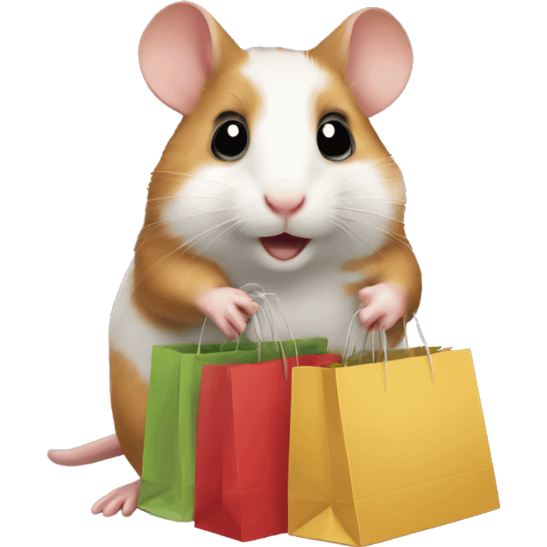 Hamster with shopping bags emoji