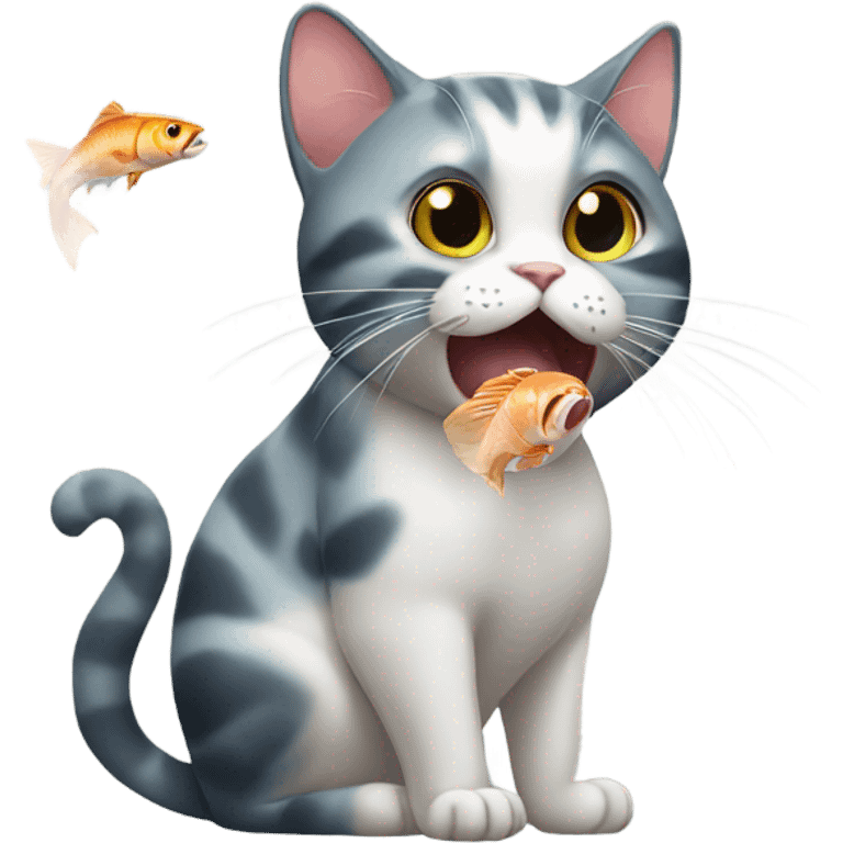 Cat eating fish  emoji