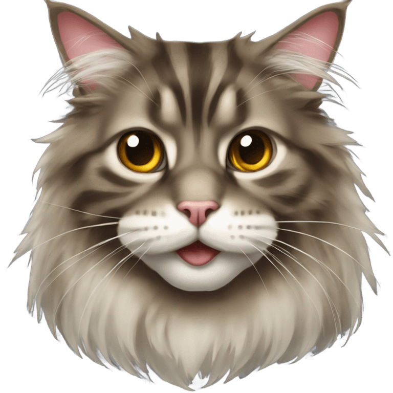 Maine Coon with a stupid face emoji