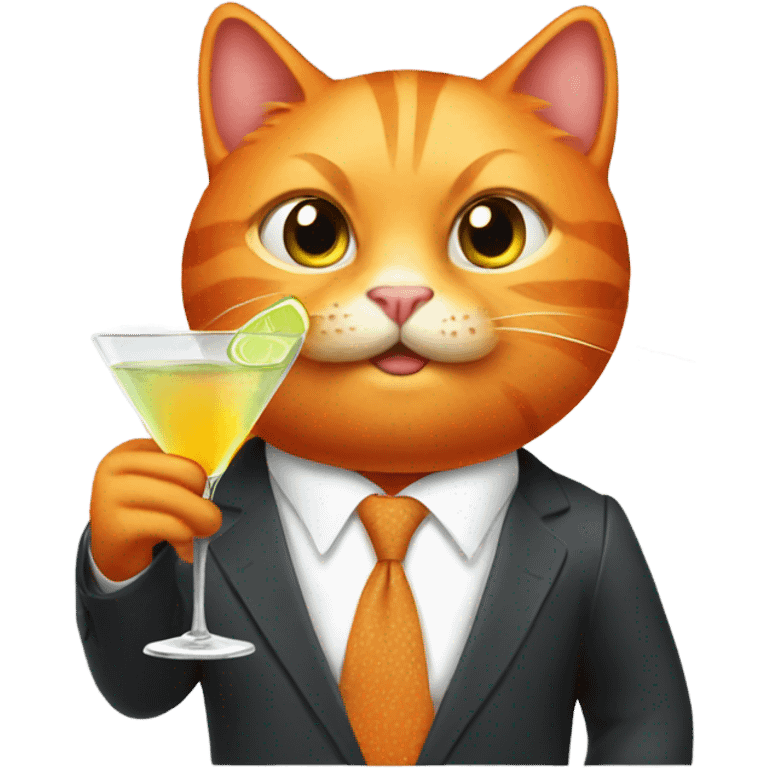 orange cat wearing a suit drinking a martini  emoji