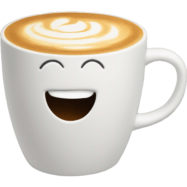 latte in white concrete mug emoji