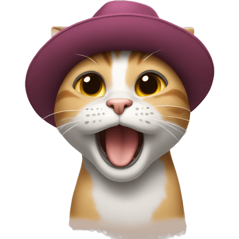 singing cat with hat emoji