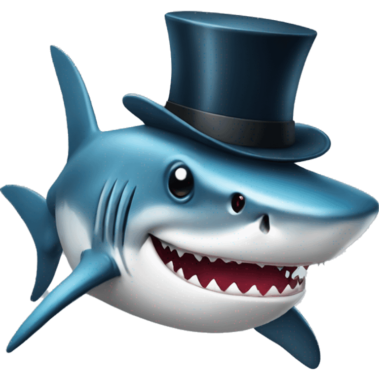 Shark with a top hat emoji