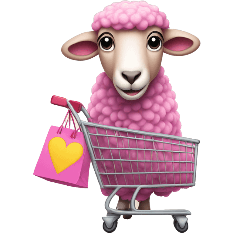 pink sheep with shopping bags  emoji