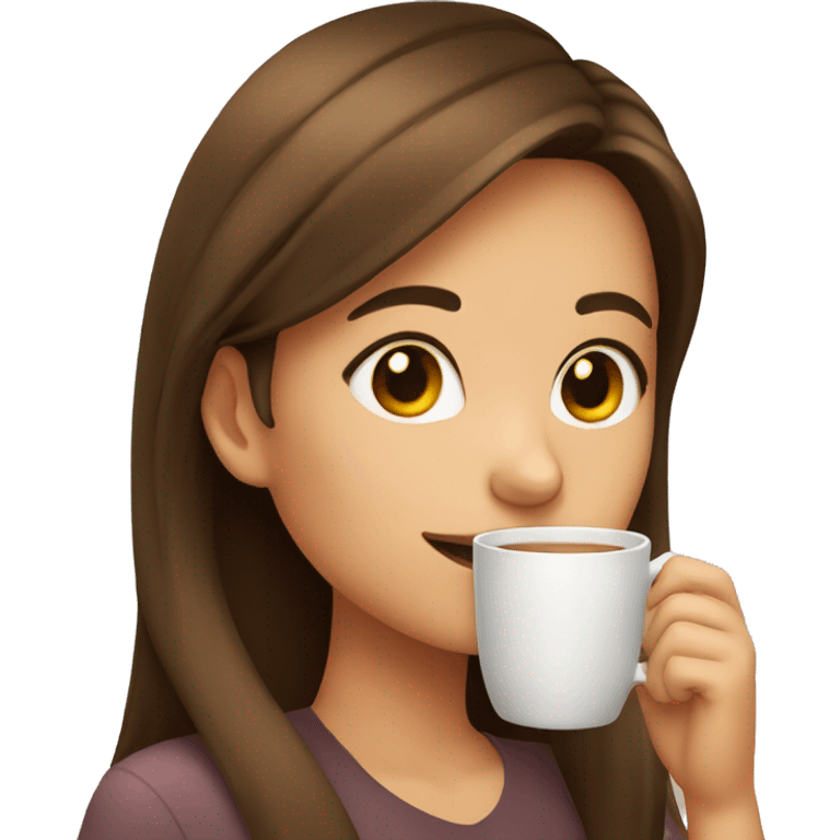 Girl sipping tea tan and brown hair  emoji